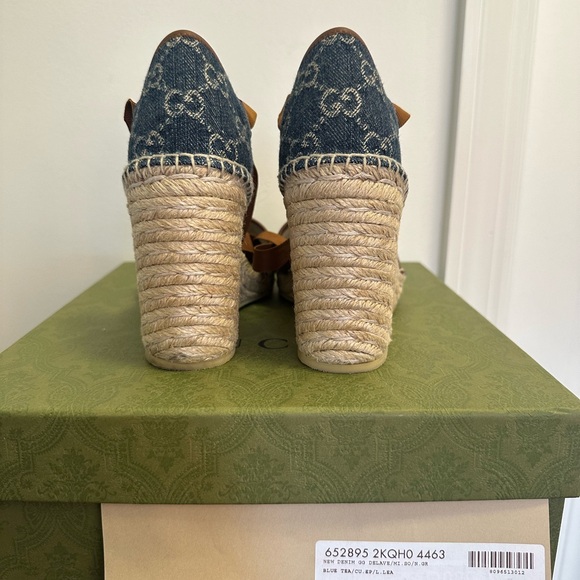 Gucci Denim/Leather Espadrille Wedges - Picture 4 of 9